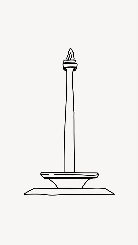 National Monument Indonesia hand drawn illustration vector