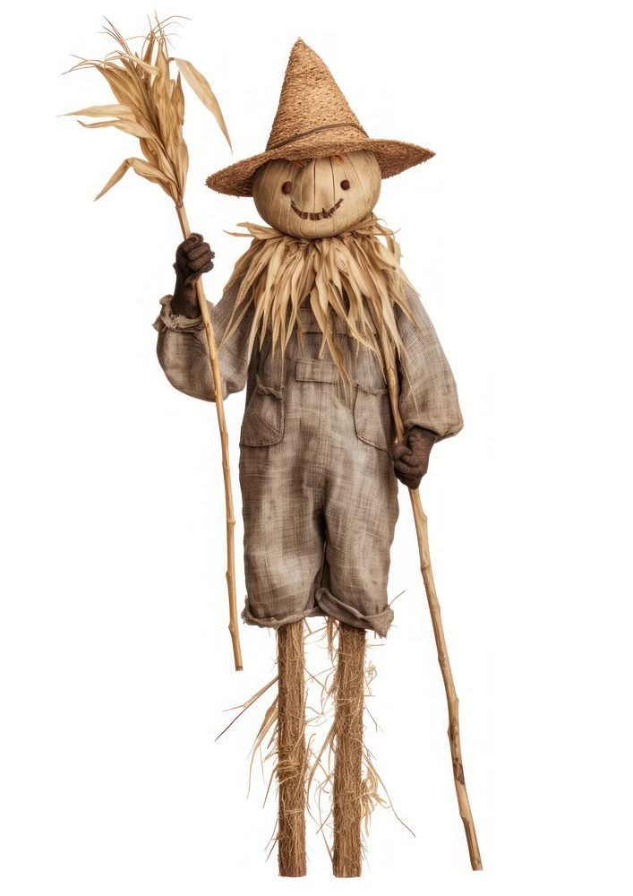 Scarecrow outdoors nature white background. AI generated Image by rawpixel.