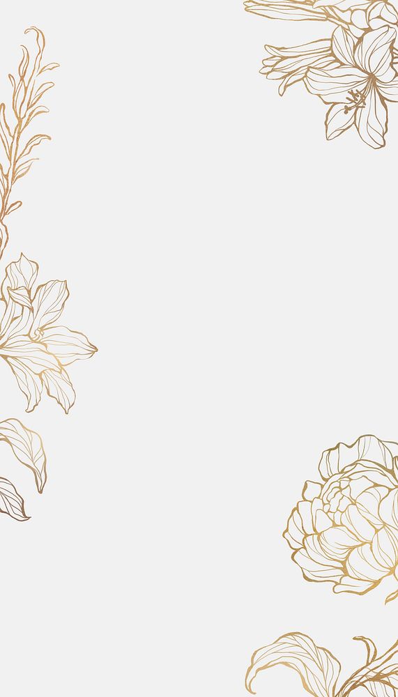 Gold flower illustration iPhone wallpaper background
