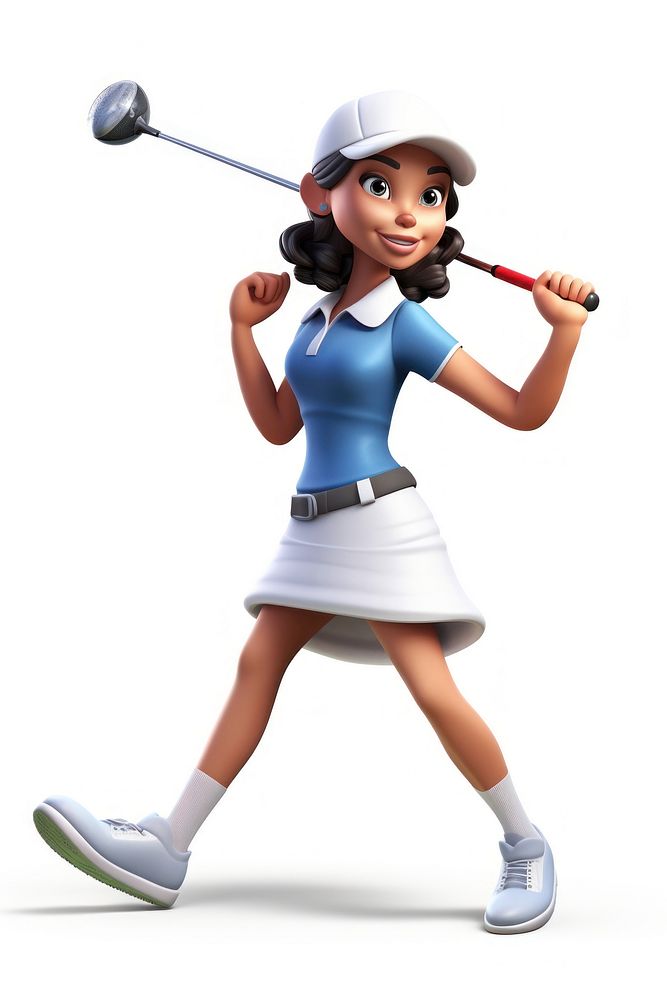 Cartoon golfer female white background. AI generated Image by rawpixel.
