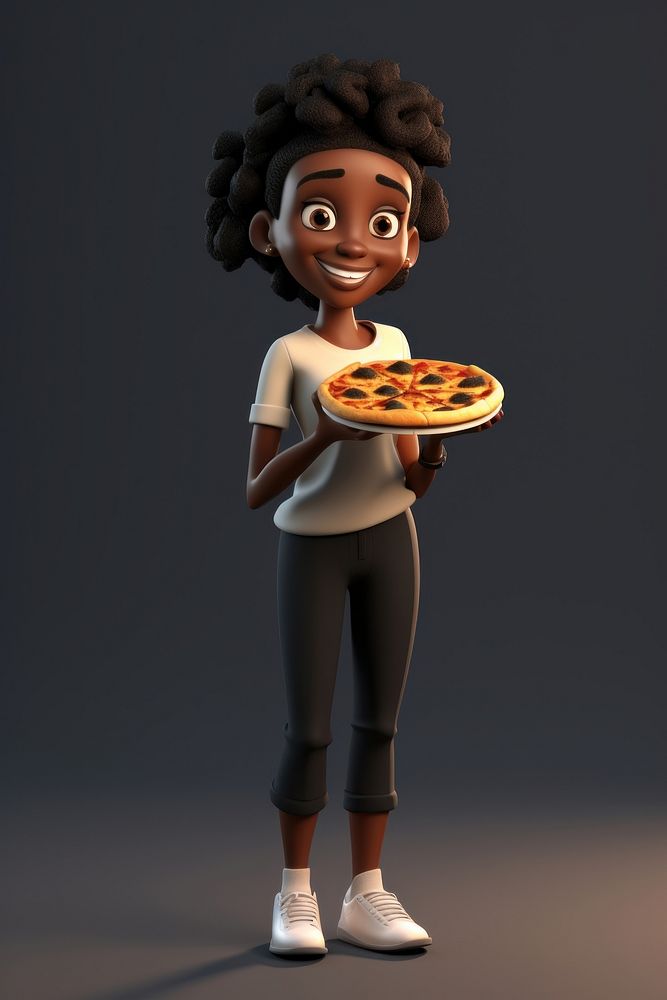 Cartoon pizza portrait smiling. AI generated Image by rawpixel.