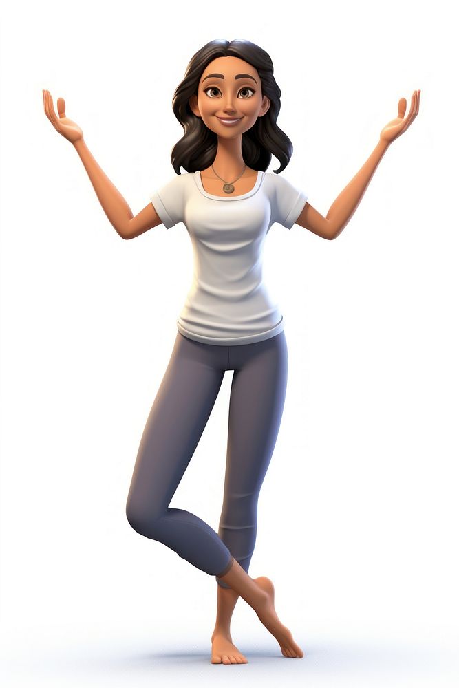 Yoga taking standing smiling cartoon. AI generated Image by rawpixel.
