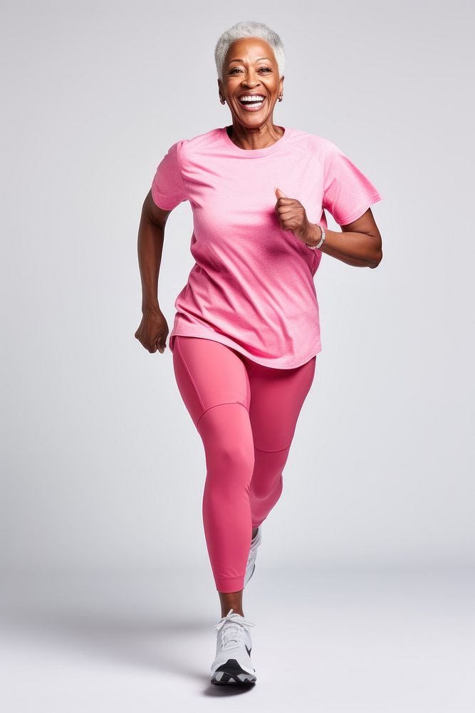 60 years old black Senior woman running smiling adult happy. 