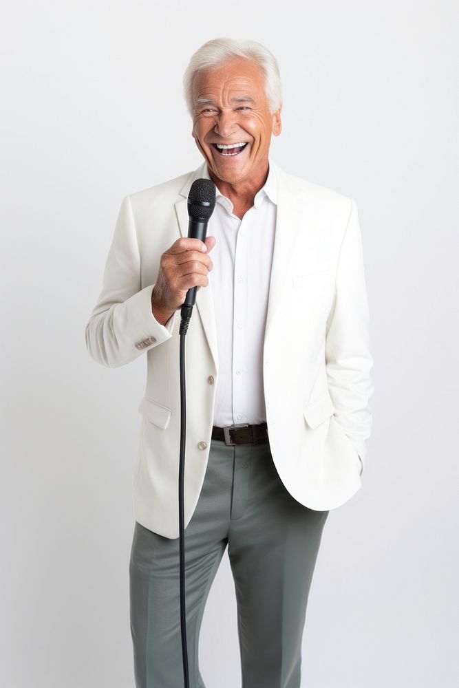 Microphone smiling blazer adult. AI generated Image by rawpixel.