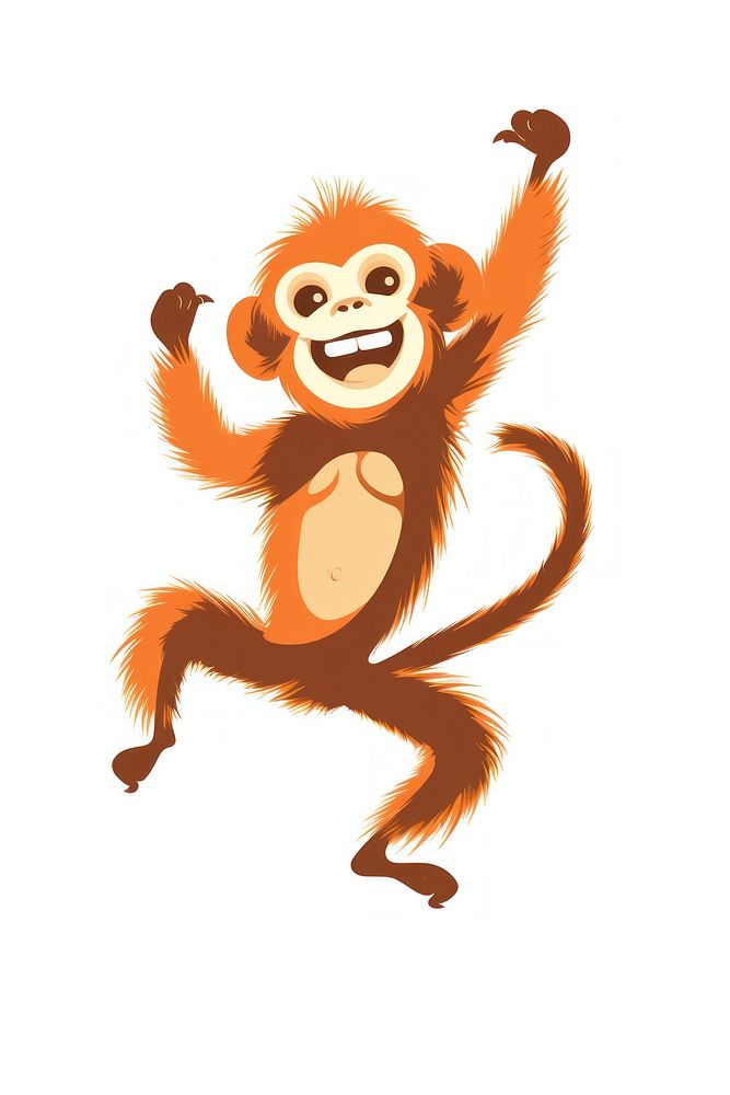 Monkey happily jumping wildlife mammal animal. AI generated Image by rawpixel.