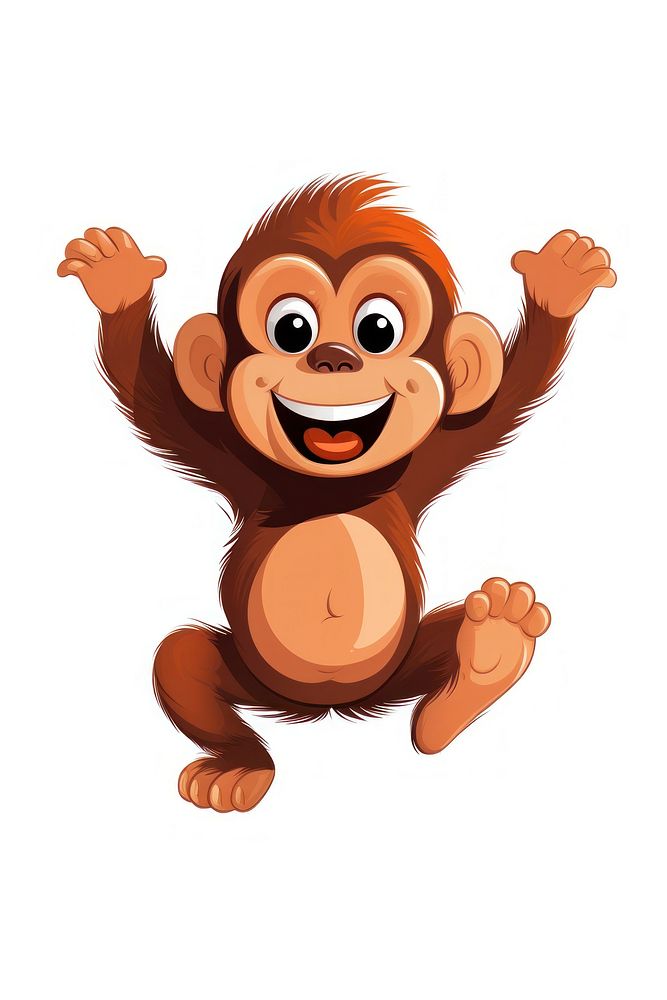 Monkey happily jumping orangutan mammal animal. AI generated Image by rawpixel.