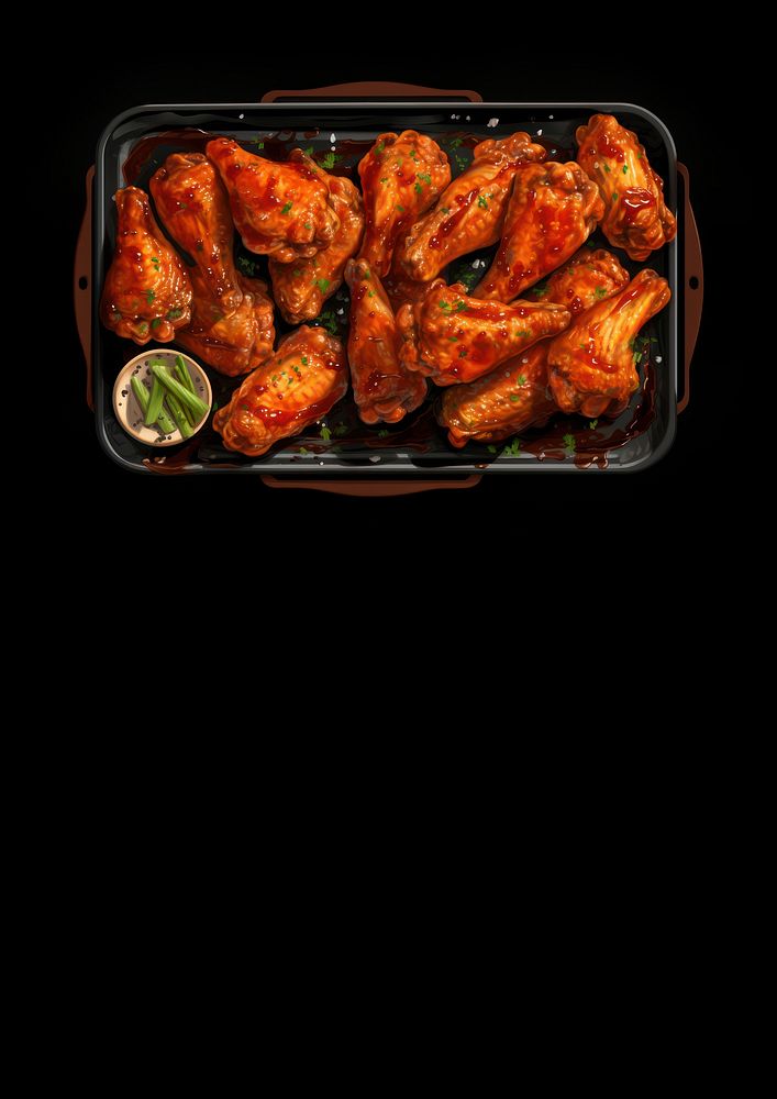 digital paint of a bbq, chicken wing.  