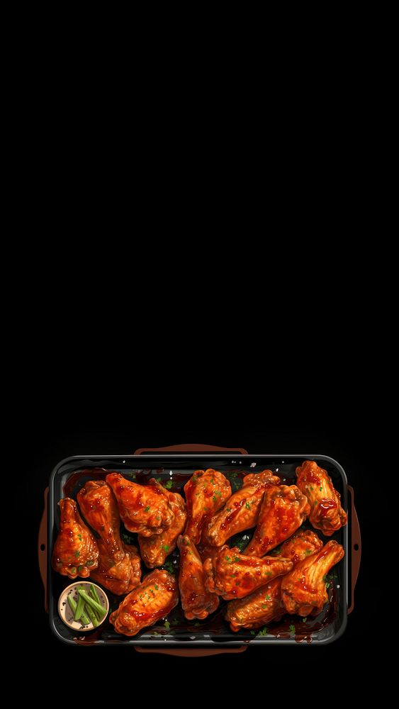 digital paint of a bbq, chicken wing. AI generated Image by rawpixel. 