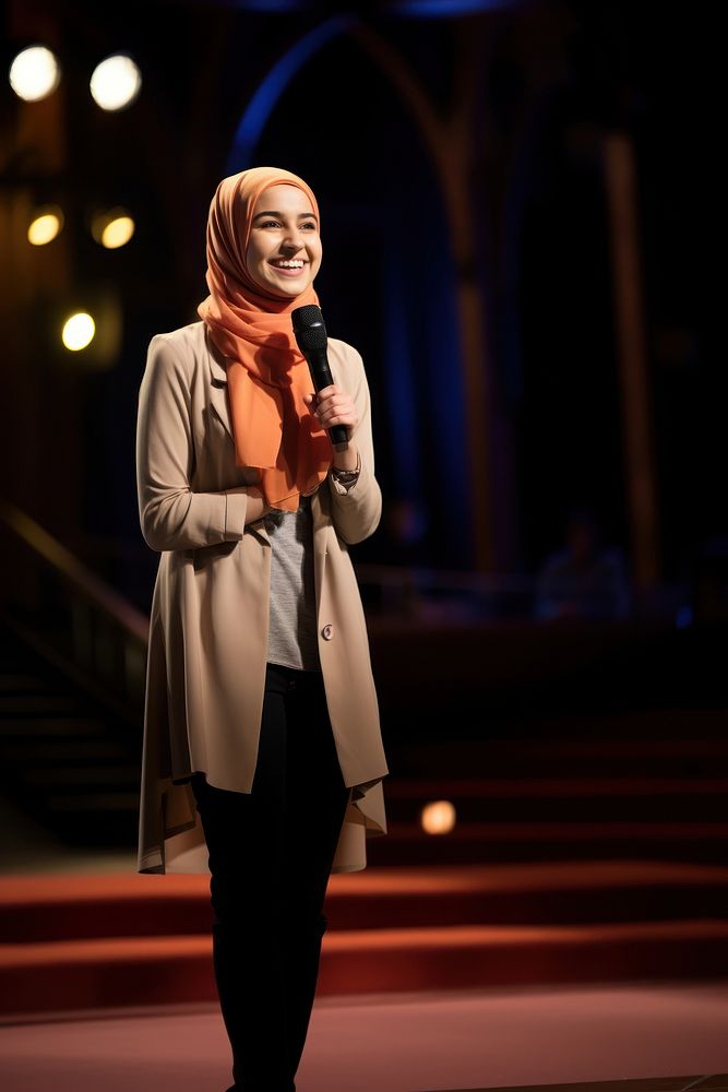 Muslim woman, public speaking. 