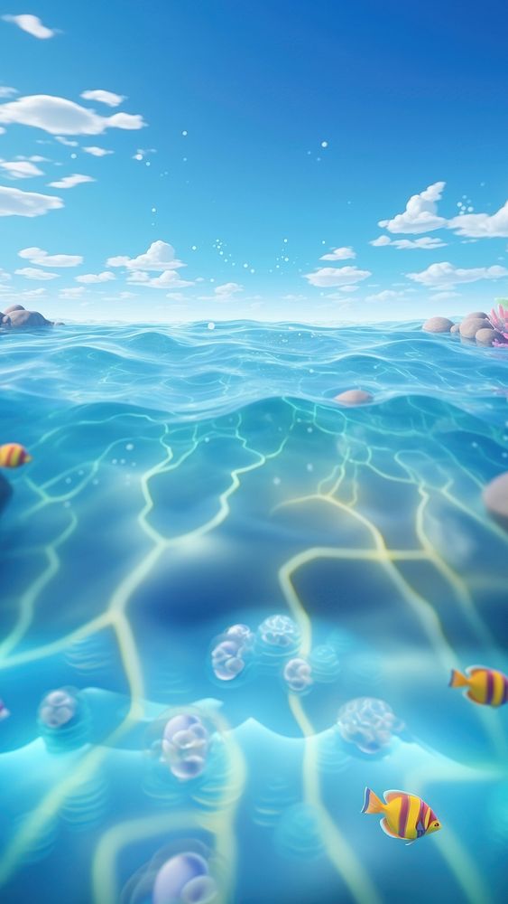 3d rendering of ocean with clear water. AI generated Image by rawpixel.
