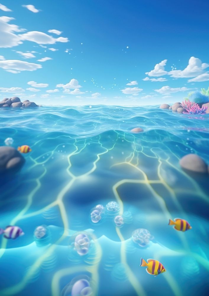 3d rendering of ocean with clear water. AI generated Image by rawpixel.