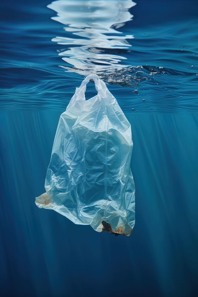 Plastic bag underwater pollution outdoors.