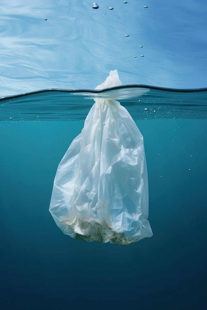 Plastic bag outdoors nature underwater. AI generated Image by rawpixel.