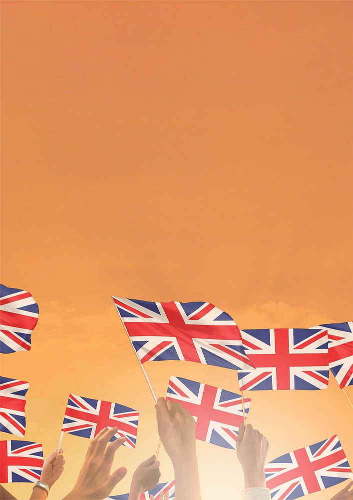 United Kingdom flag orange background