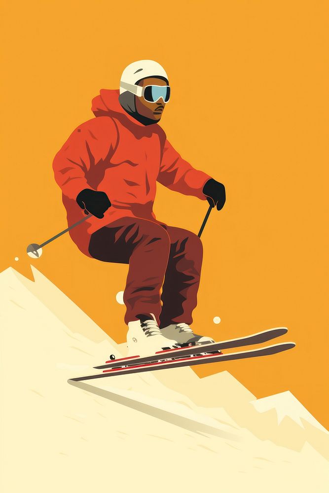 Man playing skiing recreation sports snow. AI generated Image by rawpixel.