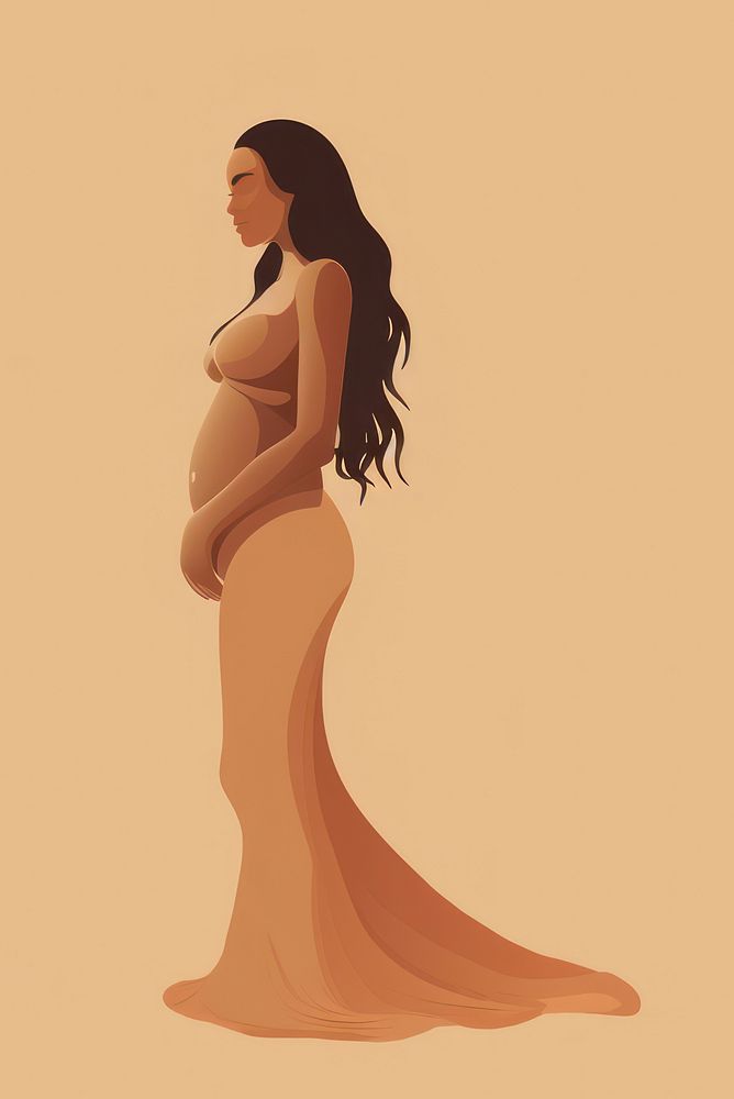 Pregnant woman adult dress illustrated. AI generated Image by rawpixel.