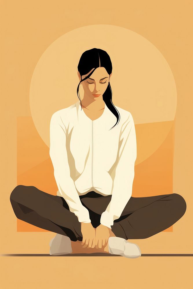 Yoga sitting contemplation cross-legged. AI generated Image by rawpixel.