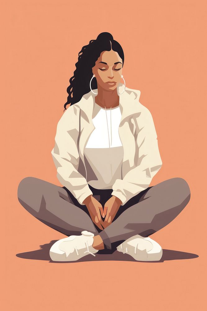 Yoga sitting cross-legged relaxation. AI generated Image by rawpixel.