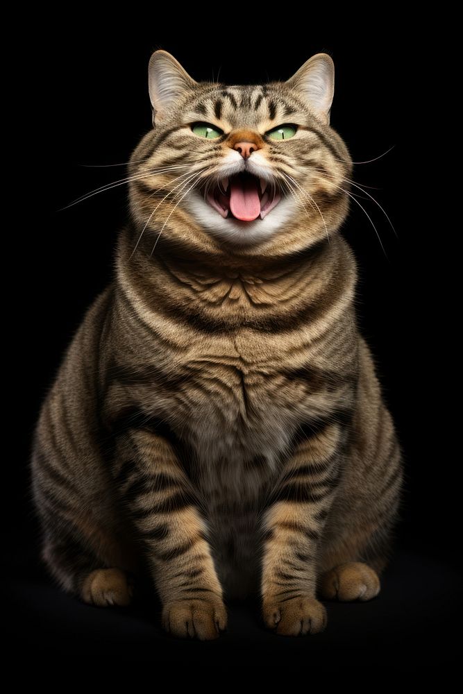 Fat cat mammal animal tongue. AI generated Image by rawpixel.