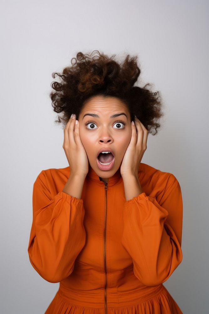 Woman making a surprised face portrait adult frustration. AI generated Image by rawpixel.