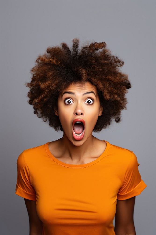 Woman making a surprised face adult white background frustration. AI generated Image by rawpixel.