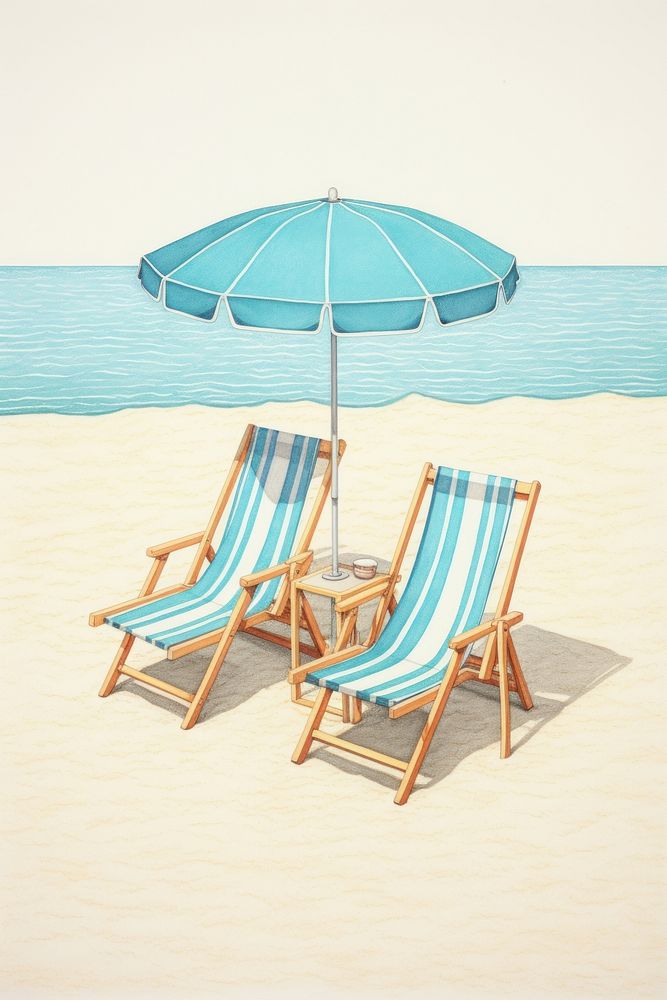 Beach furniture outdoors drawing. AI generated Image by rawpixel.