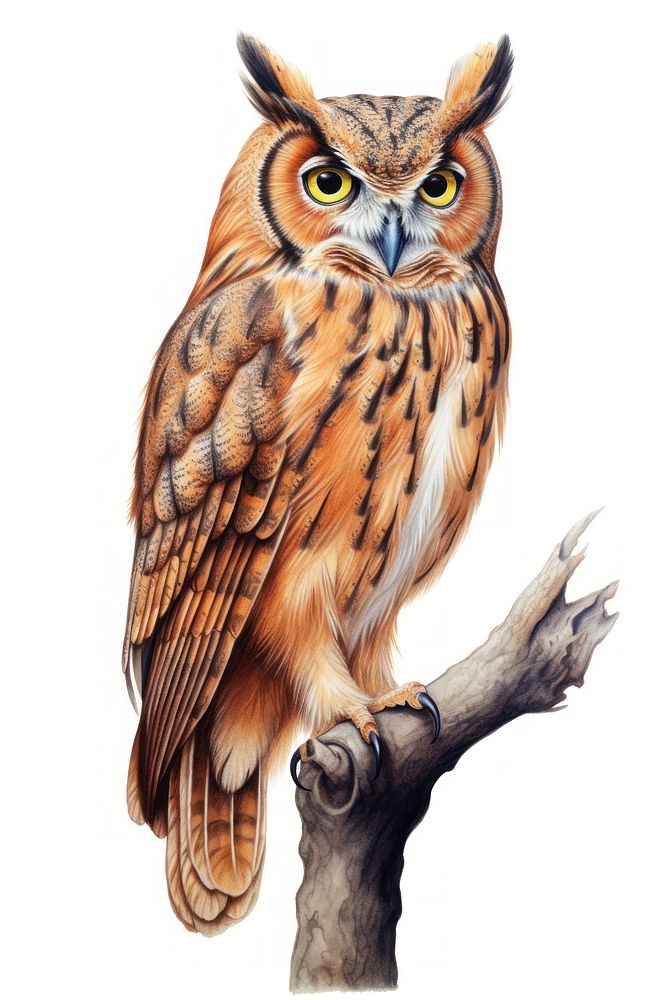 Bird owl drawing animal. AI generated Image by rawpixel.