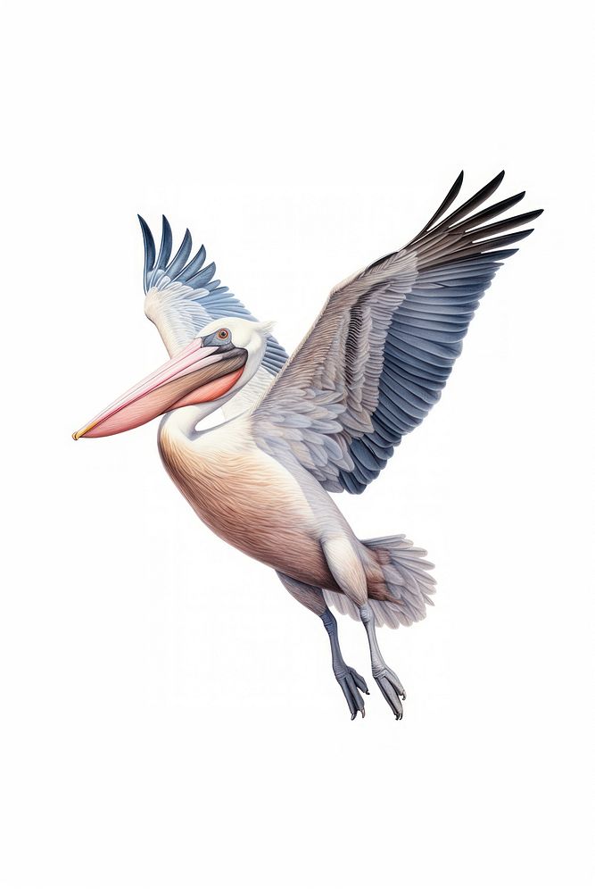 Bird pelican flying drawing. AI generated Image by rawpixel.