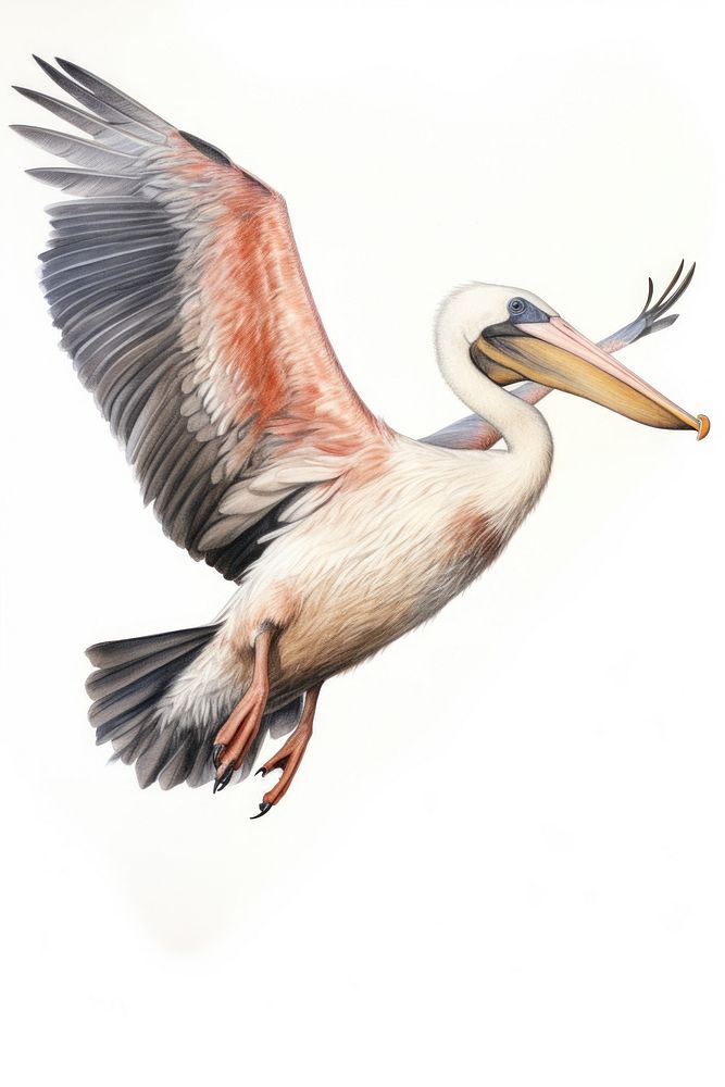 Bird pelican drawing animal. AI generated Image by rawpixel.