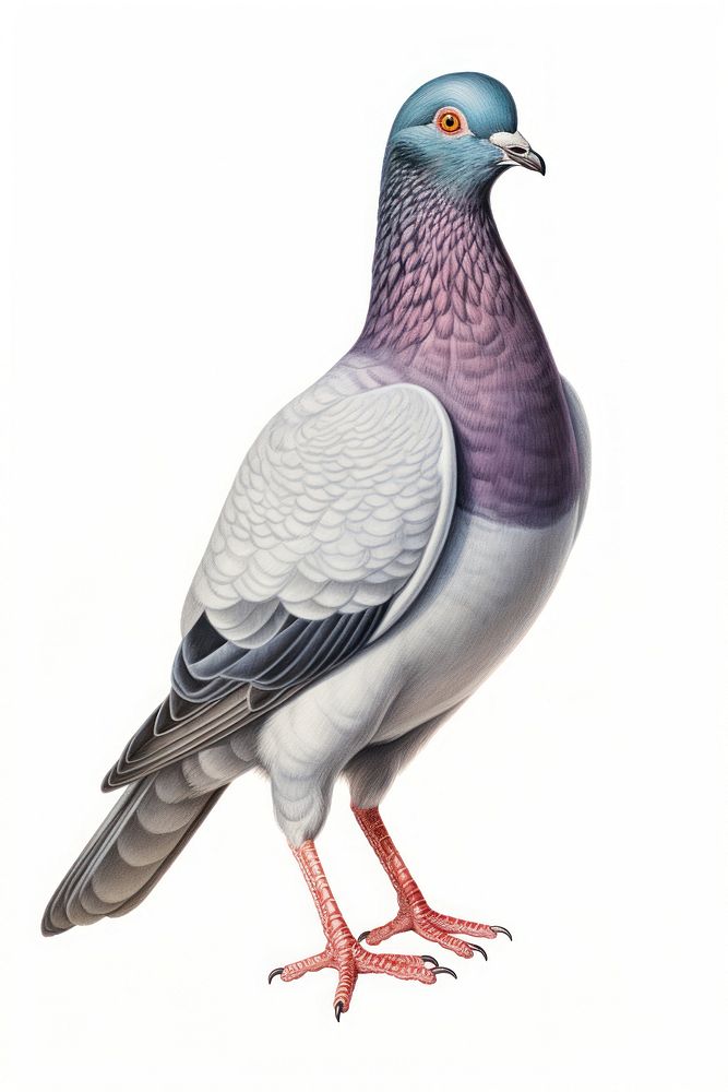 Bird pigeon animal white background. AI generated Image by rawpixel.