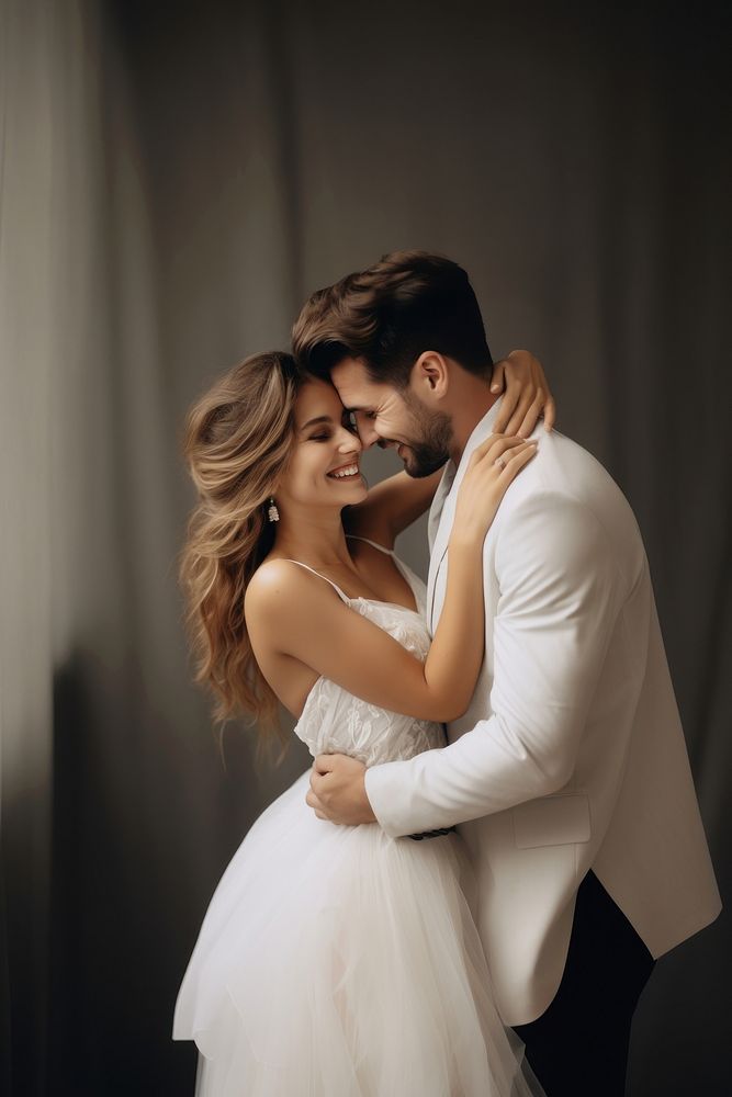 Newlywed portrait fashion smiling. 