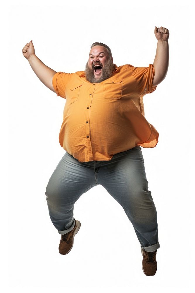 Fat man celebrating success shouting adult gesturing. AI generated Image by rawpixel.