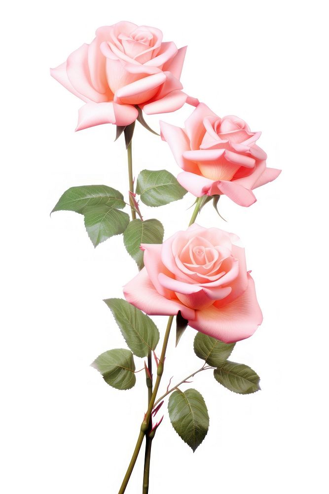 Luxury pink roses flower plant white background. AI generated Image by rawpixel.