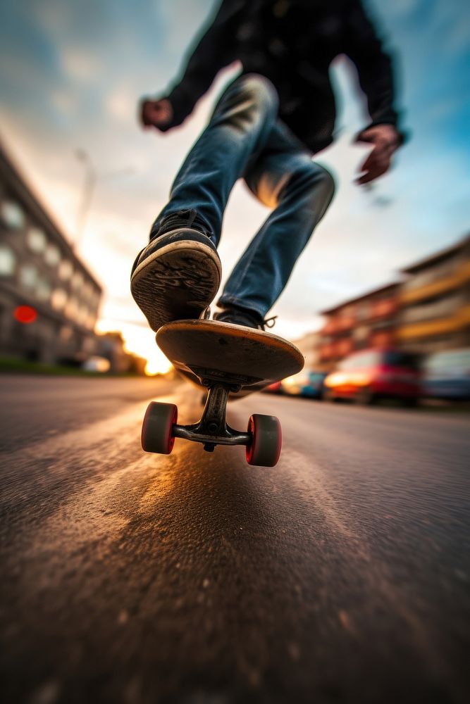 Man playing a skateboard skateboarding skateboarder architecture. AI generated Image by rawpixel.