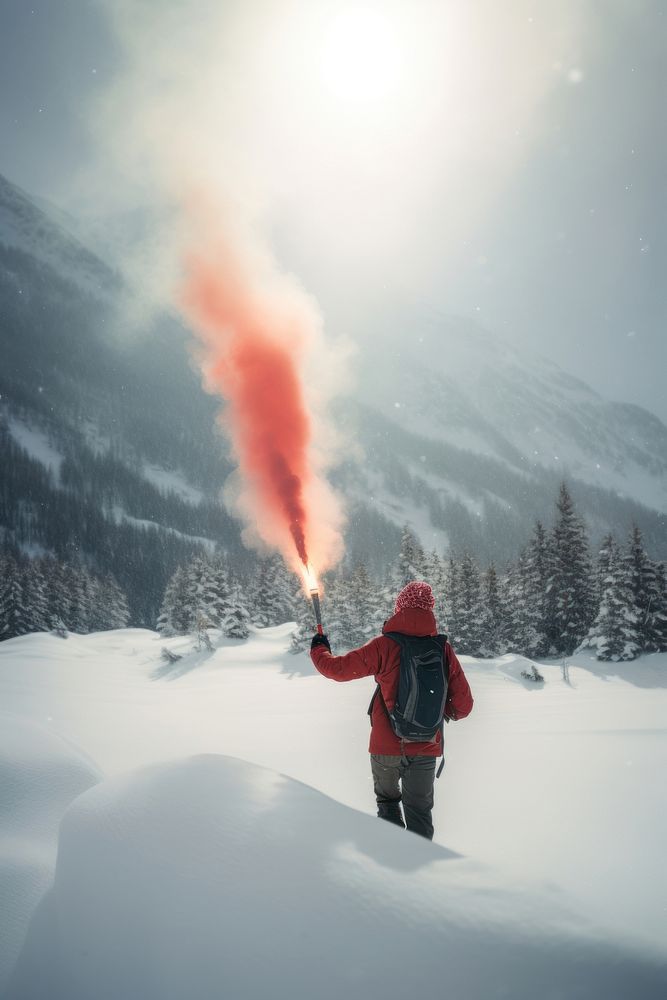 Hiker snow mountain backpack. 