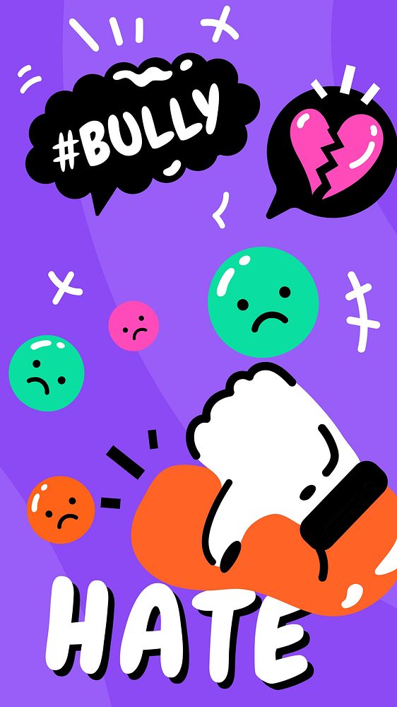 Bullying colorful illustration iPhone wallpaper