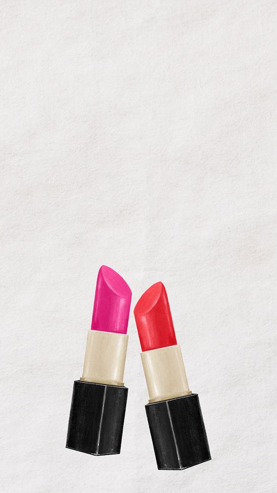 Lipsticks, cosmetic phone wallpaper, digital paint illustration