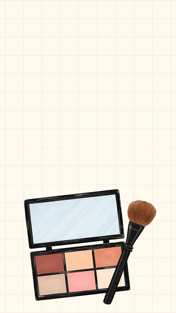 Makeup palette, cosmetic phone wallpaper, digital paint illustration