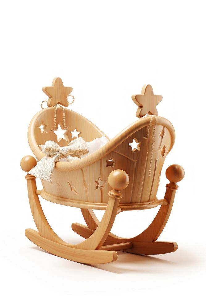 Baby cradle furniture white background representation. AI generated Image by rawpixel.