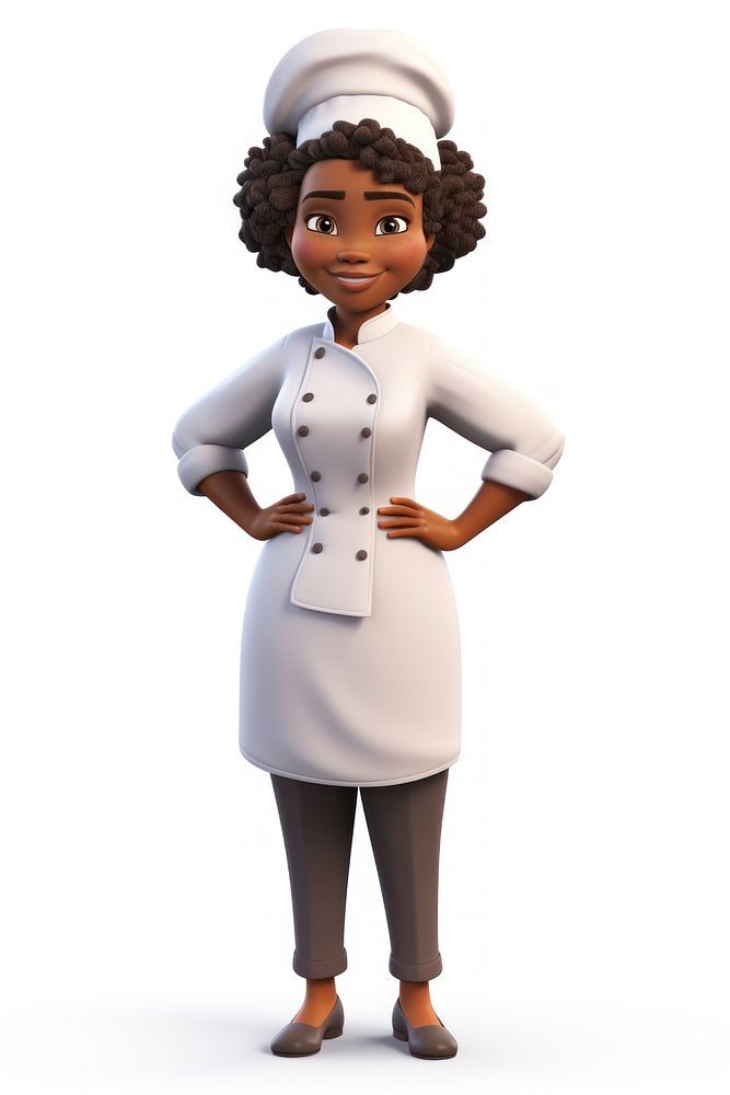 Black woman chef cartoon white background portrait. AI generated Image by rawpixel.