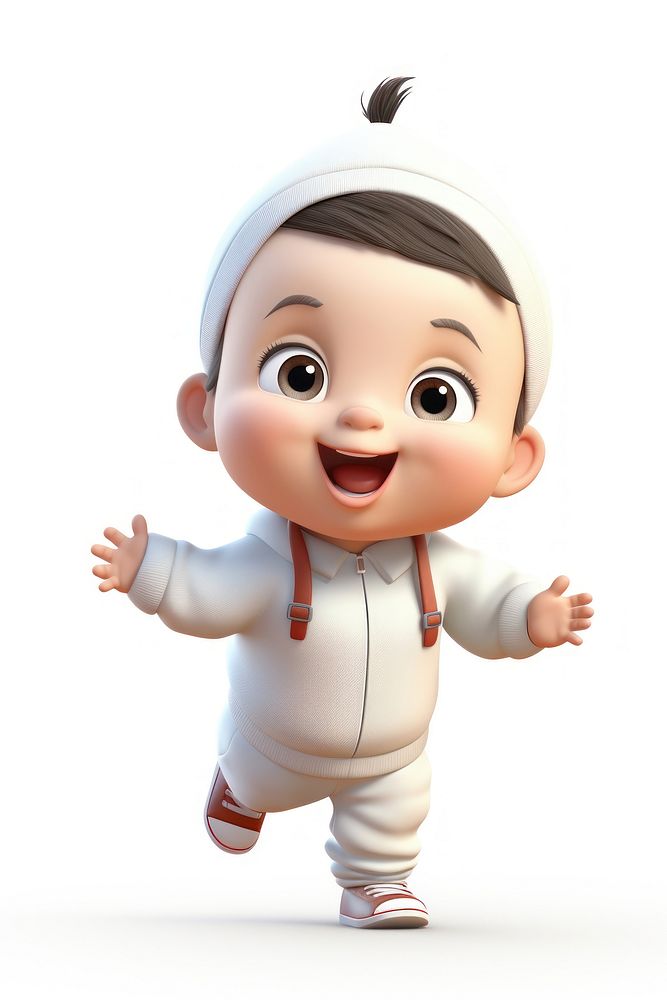 Cute baby cartoon toy white background. AI generated Image by rawpixel.
