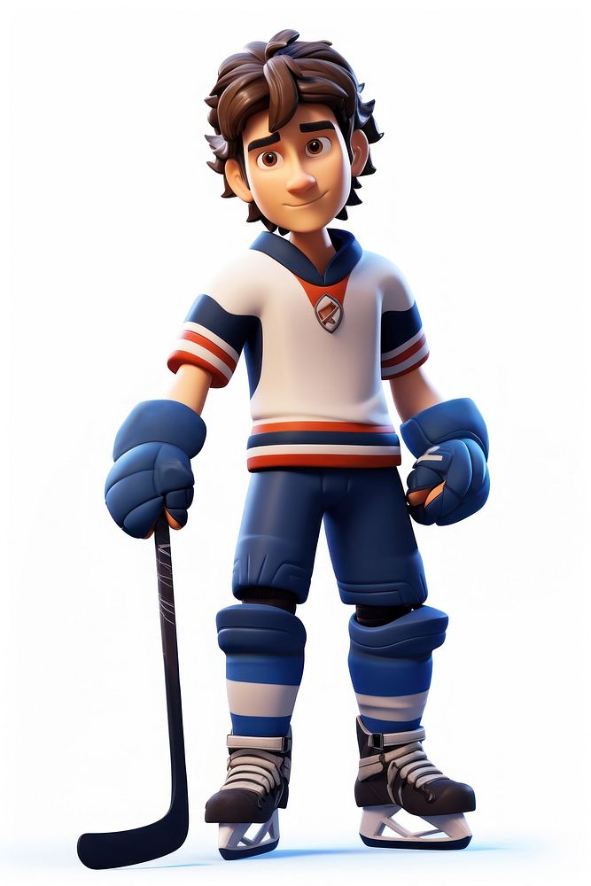 Hockey player cartoon sports white background. AI generated Image by rawpixel.