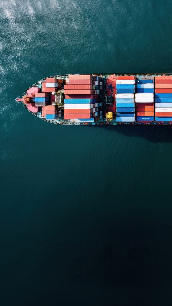 Container ship architecture watercraft delivering. AI generated Image by rawpixel.