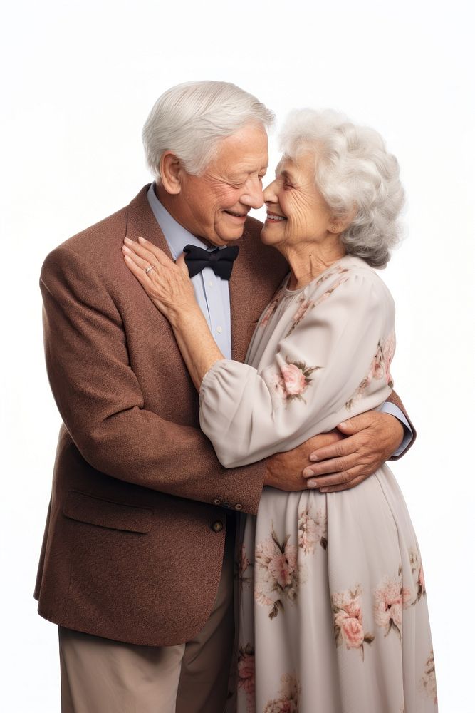 Old couple portrait hugging adult. AI generated Image by rawpixel.
