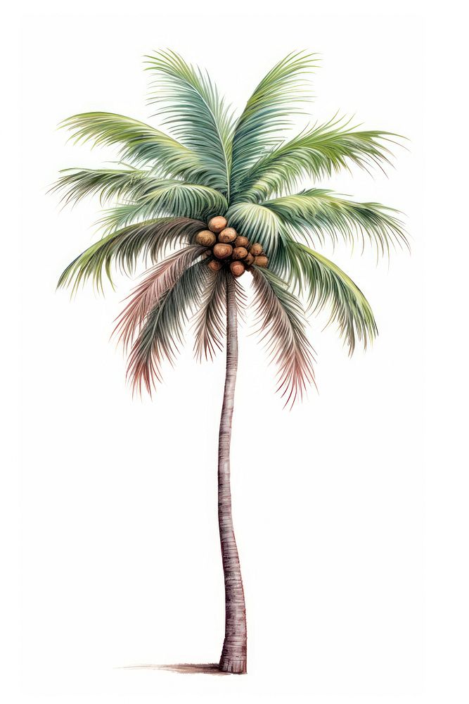 Coconut tree drawing plant white background. AI generated Image by rawpixel.