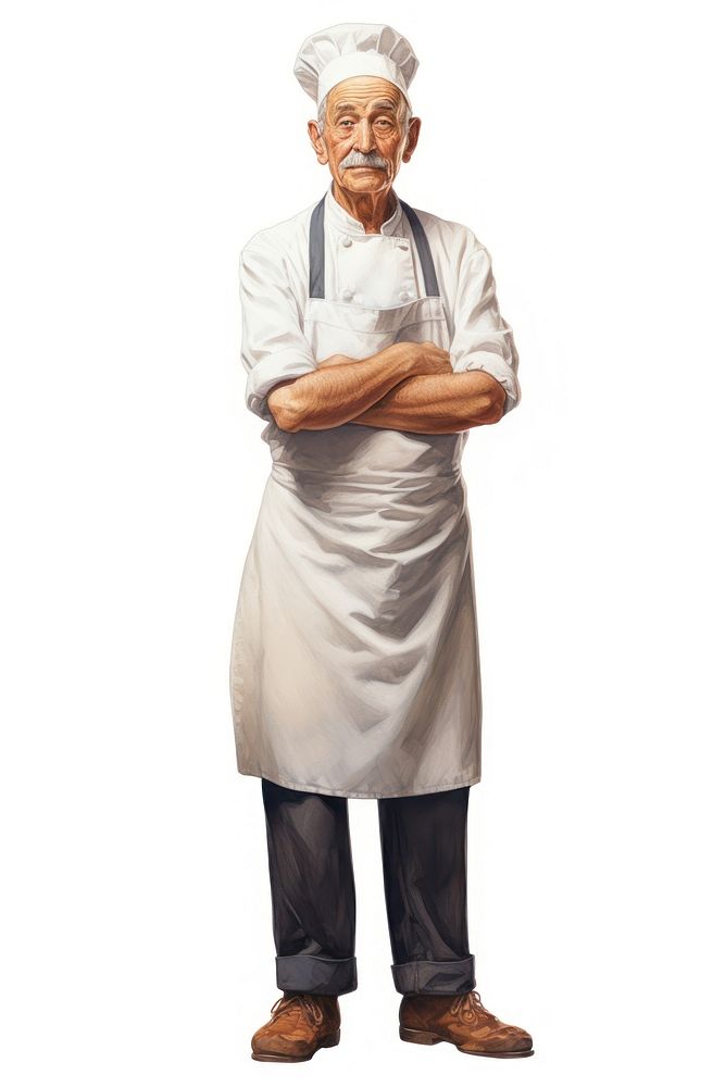 Chef adult man white background. 