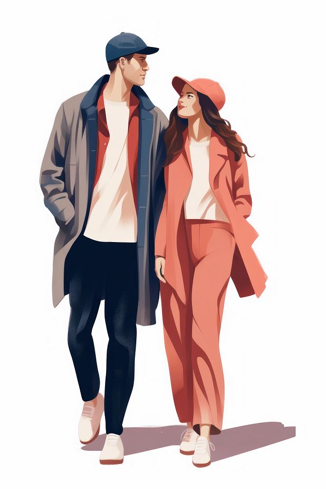 Couple walking coat togetherness. AI generated Image by rawpixel.