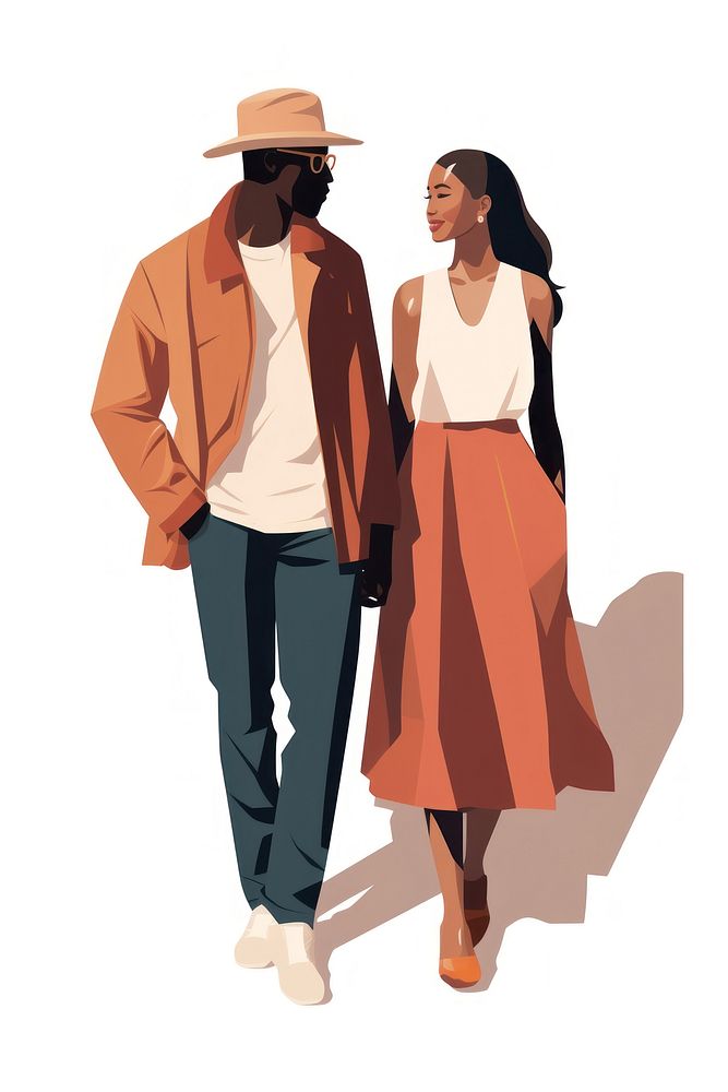 Couple walking adult white background. AI generated Image by rawpixel.