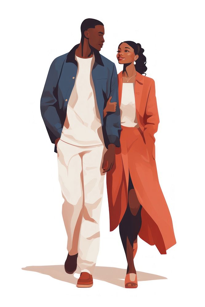 Couple walking adult white background. AI generated Image by rawpixel.