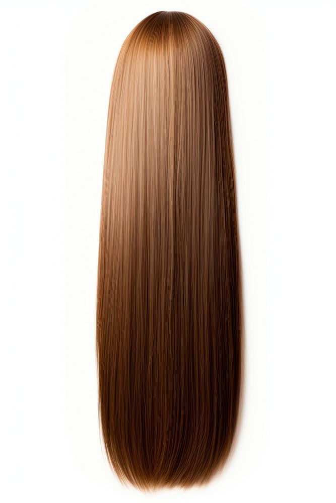 Long healthy straight brown hair adult wig white background. AI generated Image by rawpixel.